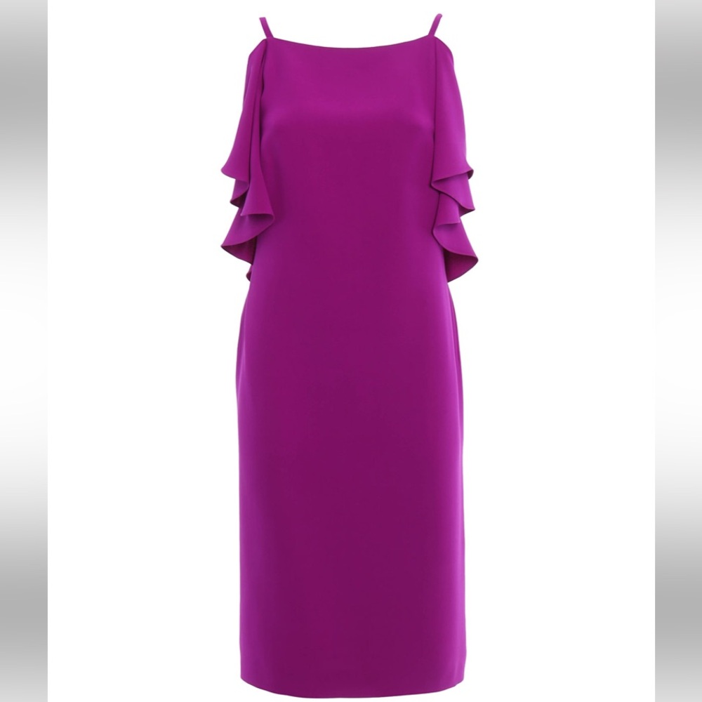 Ralph Lauren Charlotte Dress Fuchsia Ruffle Silk Dress Size 2